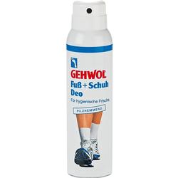 Weiße Sprühdose mit Fuß- und Schuhdeo gegen Geruch und Pilze.