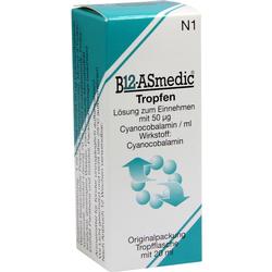 Eine Packung mit Vitamin B12 Tropfen zum Einnehmen.