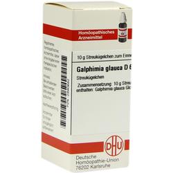 Packung mit homöopathischen Streukügelchen von Galphimia glauca D6.