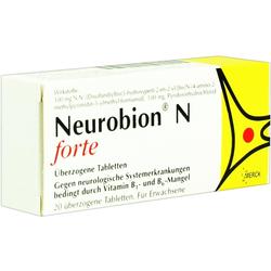 Packung mit Neurobion N forte Tabletten gegen Vitamin B1- und B6-Mangel.