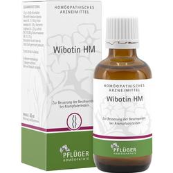 Eine braune Flasche homöopathisches Mittel namens Wibotin HM vor einer Verpackung.