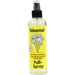 Gelbes Spray mit Teebaumöl für die Füße.