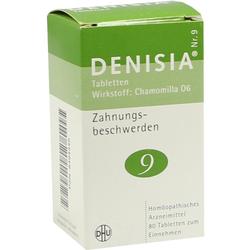 Grüne und weiße Medikamentenverpackung für homöopathische Zahnungsmittel.