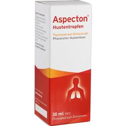 Eine Packung Aspecton-Hustentropfen zur Linderung von Husten.