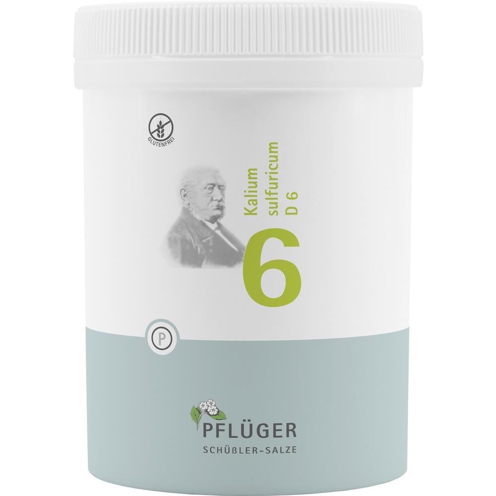 Ein weißer Behälter mit der Aufschrift "Kalium sulfuricum D6".