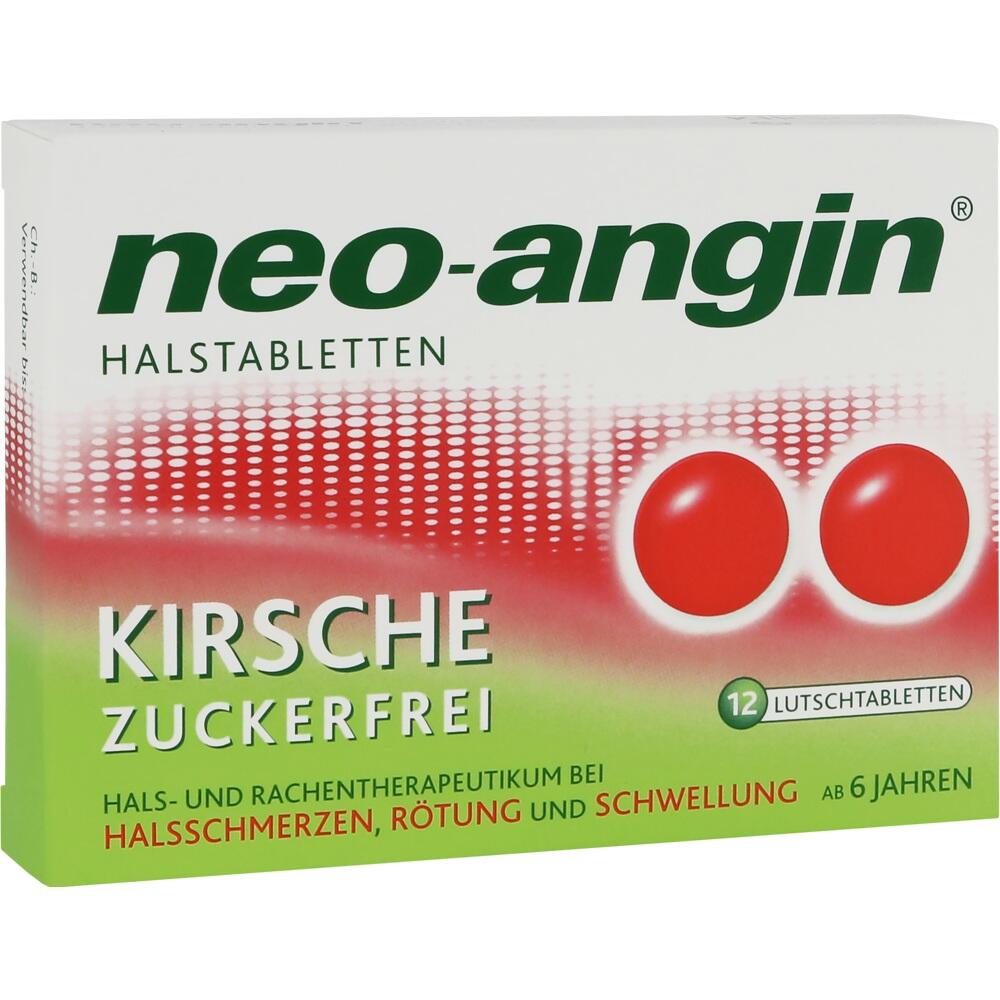 Packung mit zuckerfreien Kirsche-Halstabletten für Kinder ab 6 Jahren.